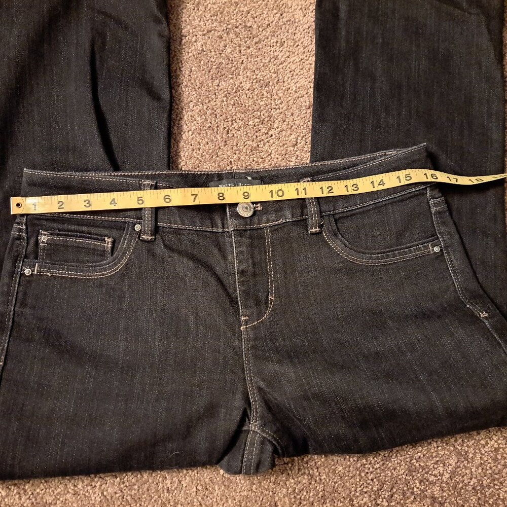White House Black Market Feel Beaut Cropped Boot Leg Jeans W/Rhinestone Pockets - Picture 6 of 10